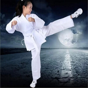 Kids Karate Uniform White Gi Size 2 w/ Belt Martial Arts Taekwondo Judo